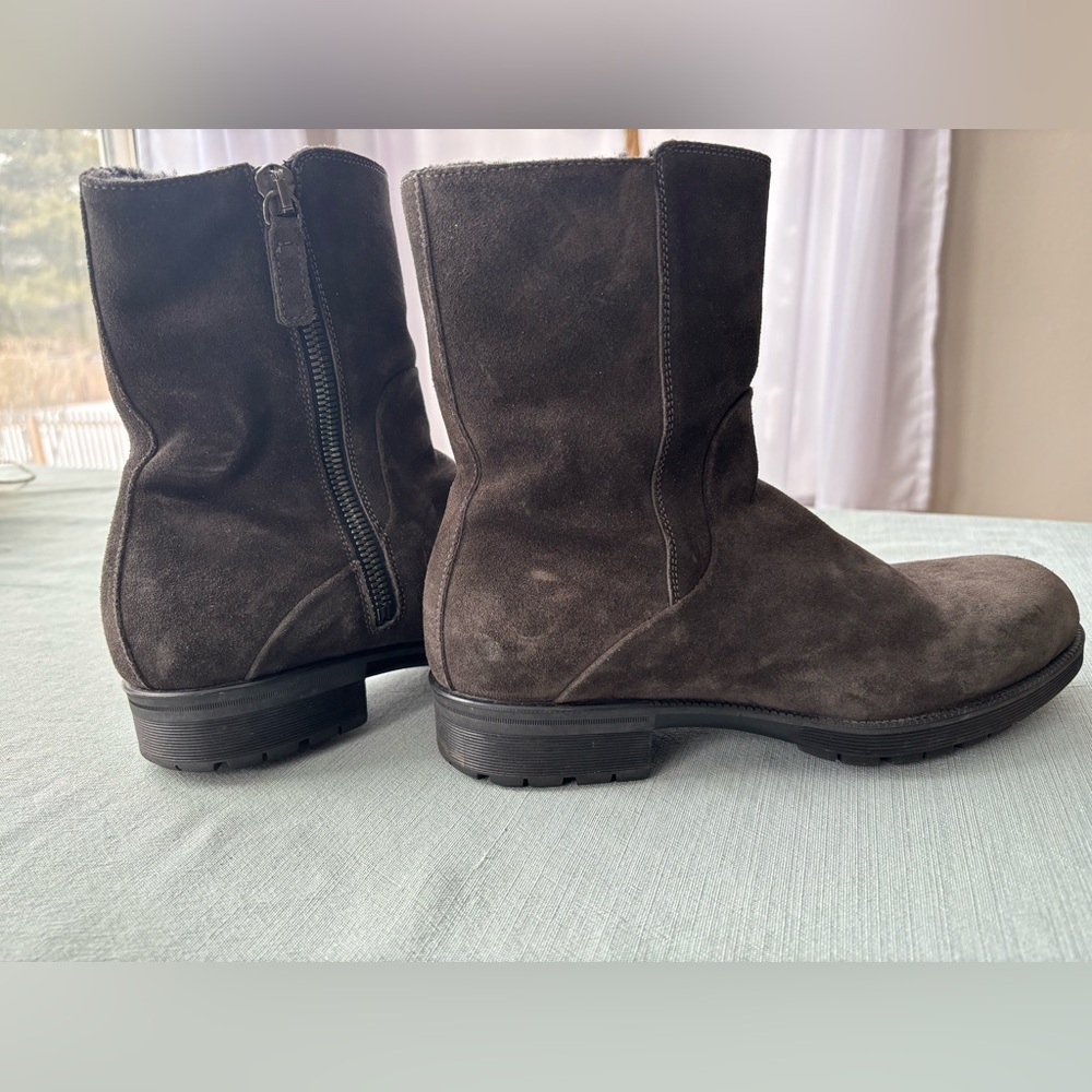 Aquatalia Brown Suede Lined Weatherproof Black Sole 8 Italy - Picture 3 of 7